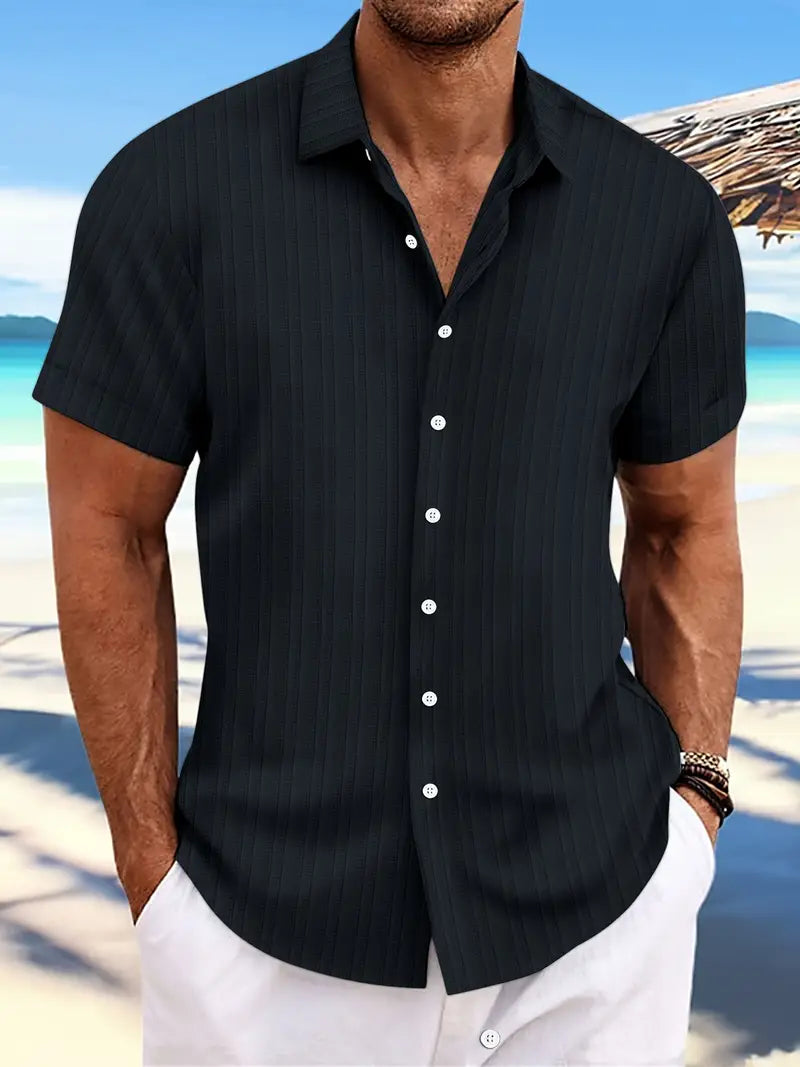 Leggera Camicia da Uomo Con Maniche Corte E Tessuto Leggero