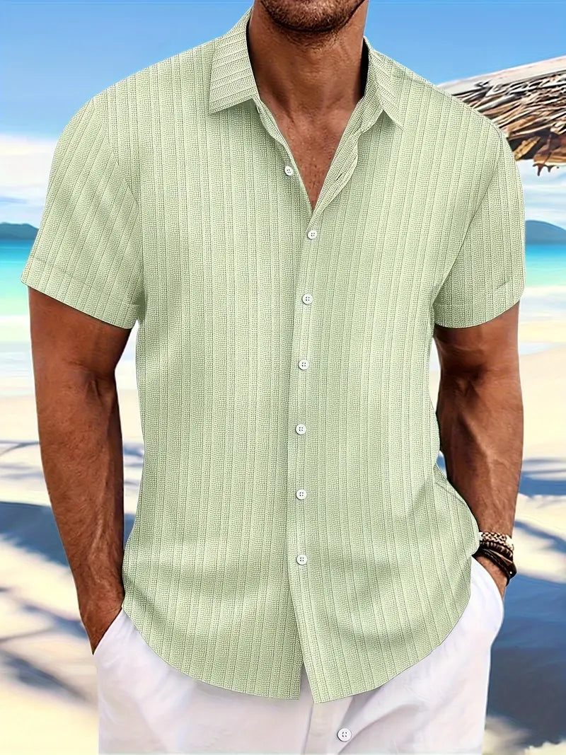 Leggera Camicia da Uomo Con Maniche Corte E Tessuto Leggero