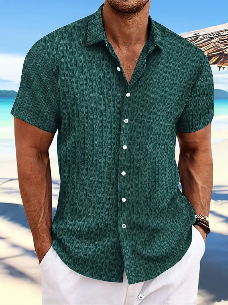 Leggera Camicia da Uomo Con Maniche Corte E Tessuto Leggero
