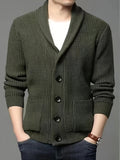 Classico Cardigan da Uomo in Acrilico Con Chiusura a Bottoni