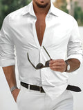 Classica Camicia da Uomo in Misto Poliestere e Cotone Con Collo Dentellato