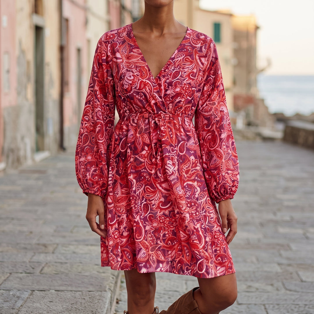Abito Boho con Vestibilità Ampia e Girocollo