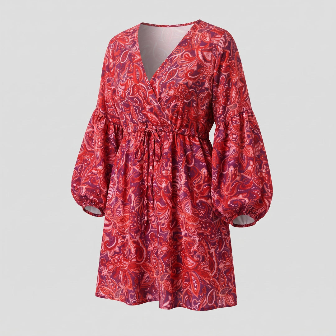 Abito Boho con Vestibilità Ampia e Girocollo