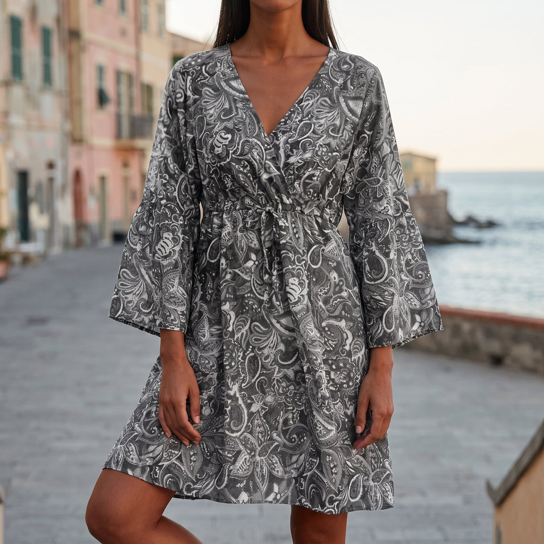 Abito Boho con Vestibilità Ampia e Girocollo