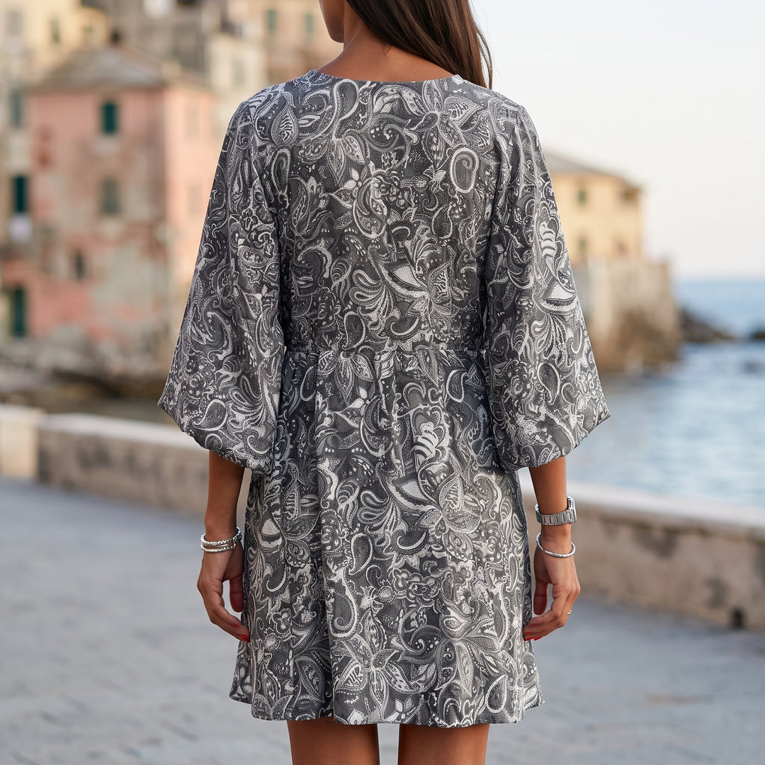 Abito Boho con Vestibilità Ampia e Girocollo