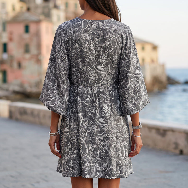 Abito Boho con Vestibilità Ampia e Girocollo