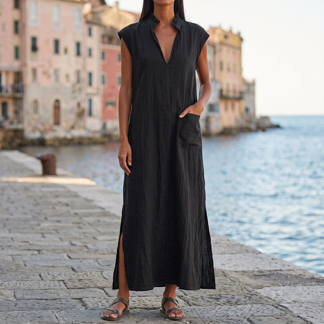Abito camicia con vestibilità ampia, vista a tre quarti