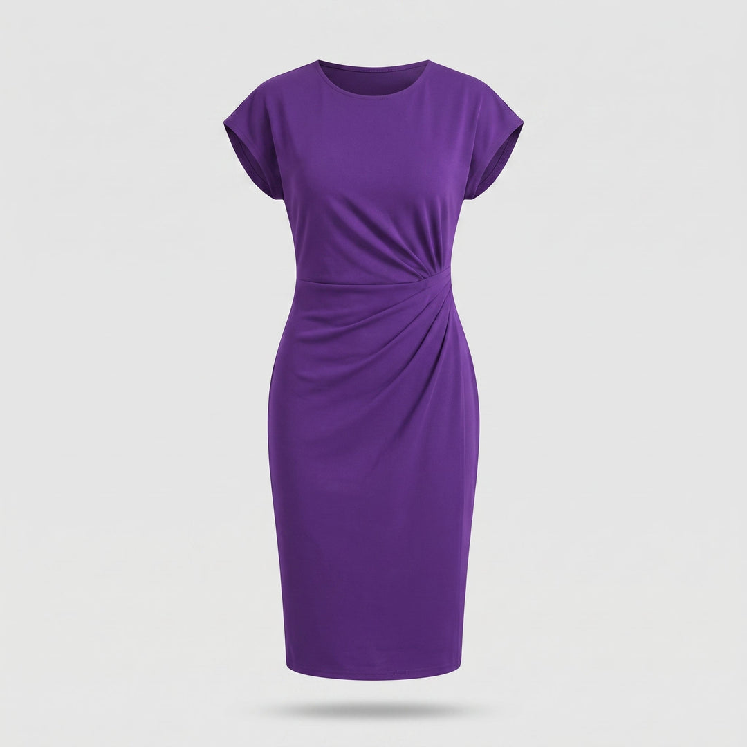 Abito Midi da Donna con Scollo Rotondo e Vita Segnata