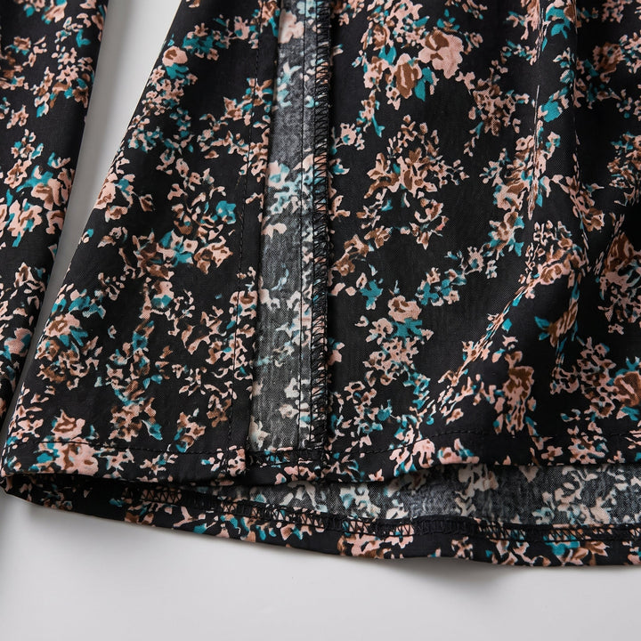 Abito a Fiori con Scollo Quadrato e Balze