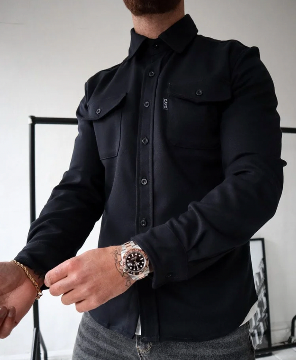 Moderna Camicia da Uomo Con Taglio su Misura E Tonalità Neutre