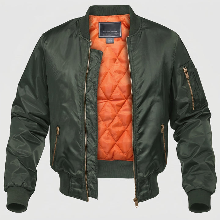 Dettaglio del bordo inferiore elastico del bomber da uomo