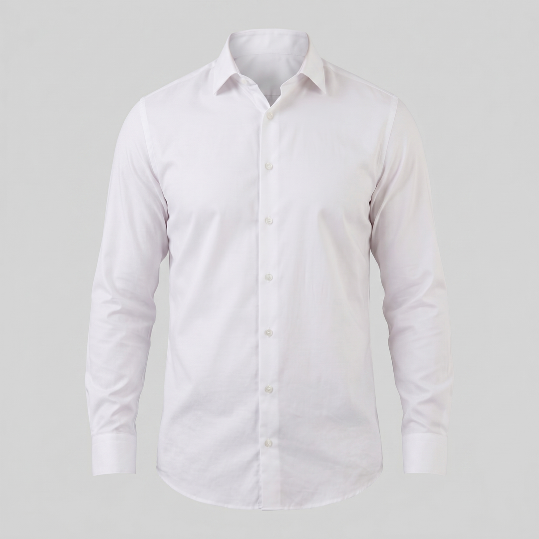 Camicia da uomo slim fit con colletto appuntito e bottoni frontali