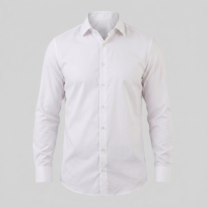 Camicia da uomo slim fit con colletto appuntito e bottoni frontali
