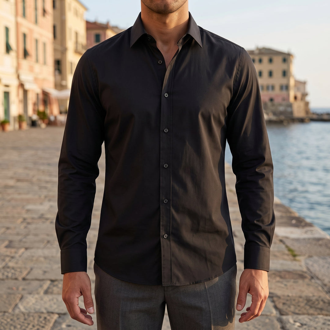 Camicia da Uomo Slim Fit con Colletto Appuntito e Polsini Abbottonati