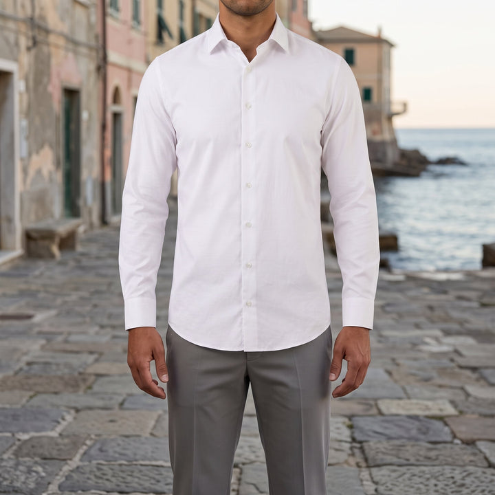 Camicia da Uomo Slim Fit con Colletto Appuntito e Polsini Abbottonati