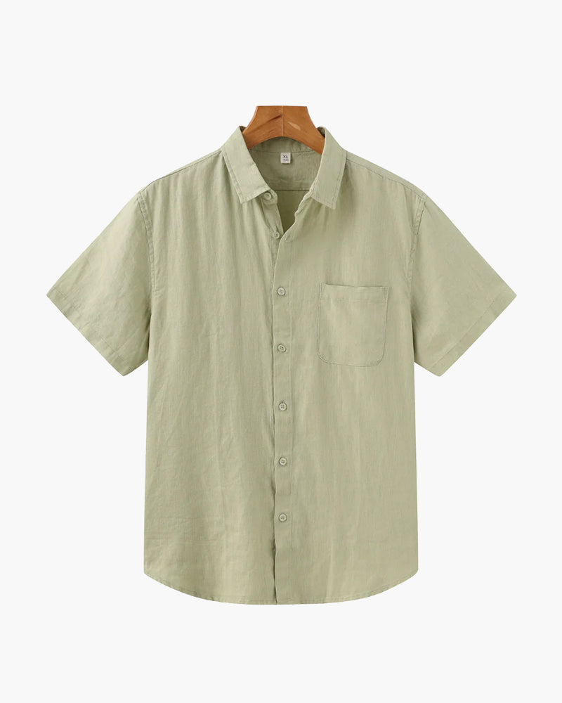 Vista laterale della camicia da uomo con chiusura a bottoni