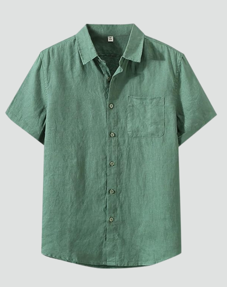 Camicia da Uomo a Maniche Corte con Silhouette Rilassata e Tessuto in Lino
