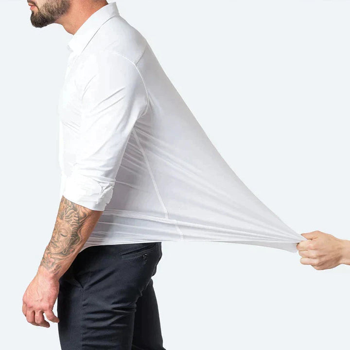 Camicia da Uomo con Bottoni a Contrasto e Davanti Plissettato