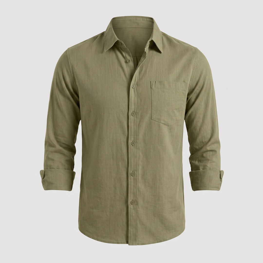 Camicia da Uomo con Colletto Classico e Taschino sul Petto