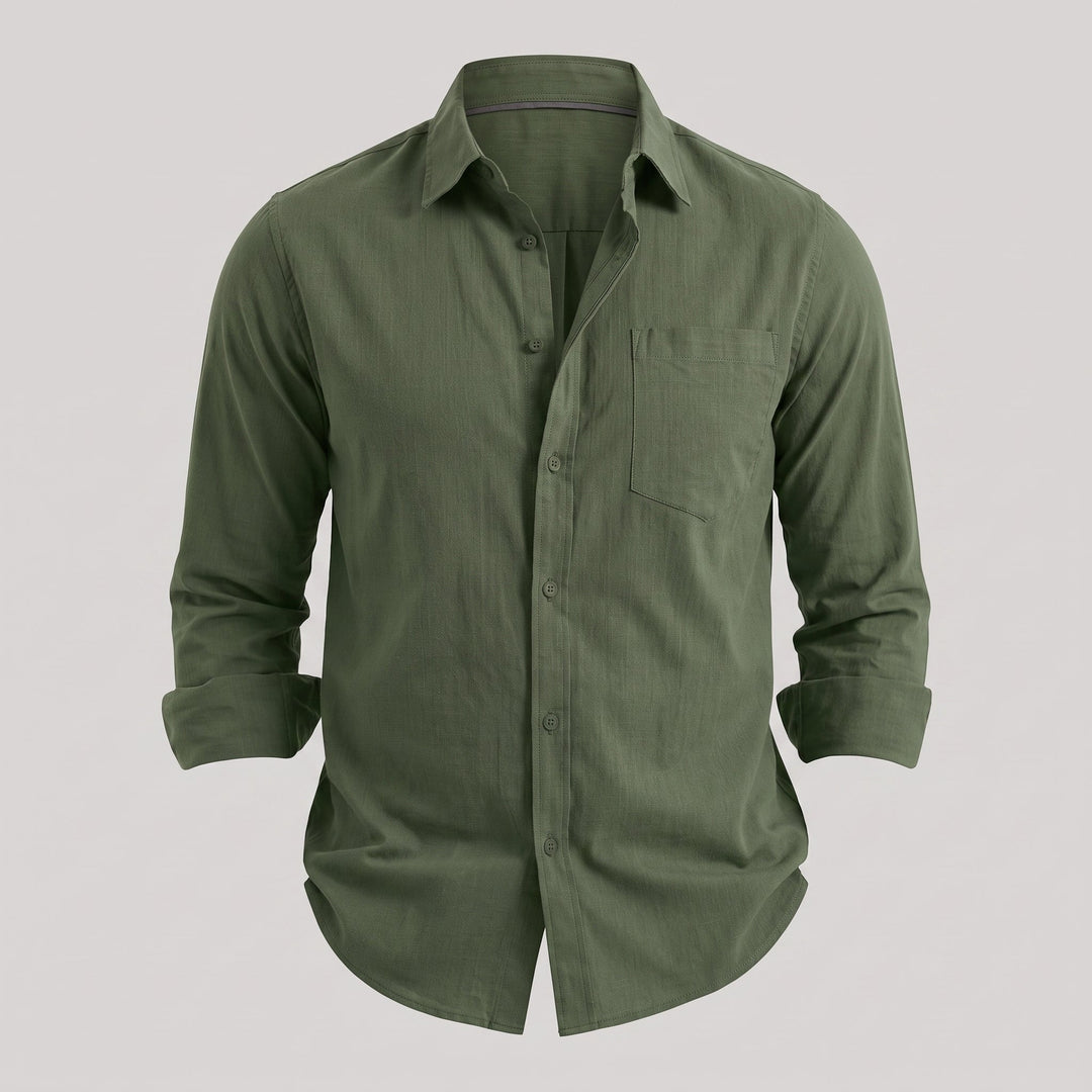 Camicia da Uomo con Colletto Classico e Taschino sul Petto