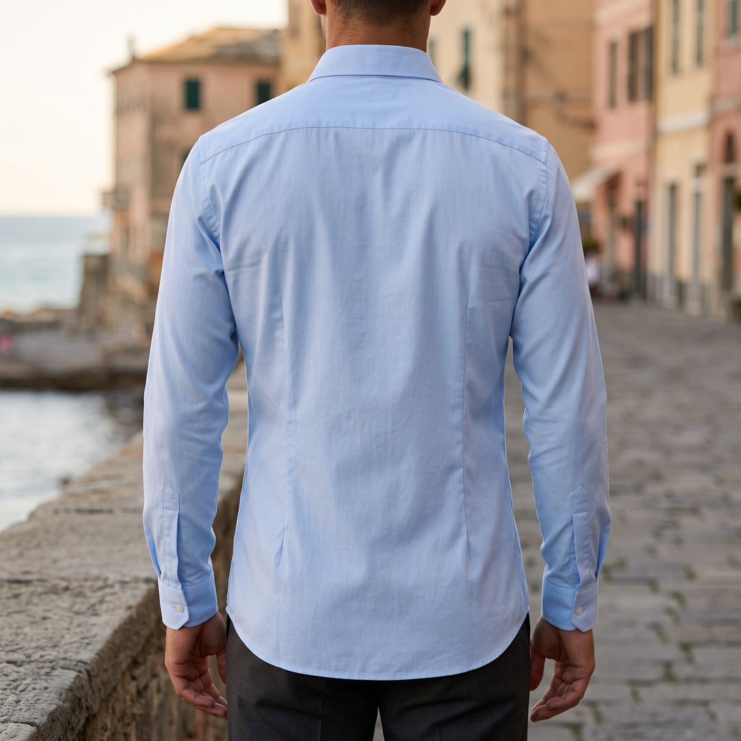 Camicia da Uomo con Collo Classico e Vestibilità Elasticizzata