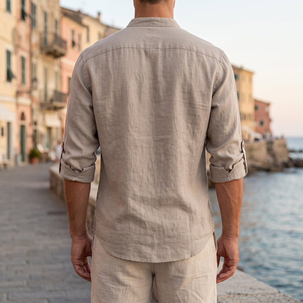 Camicia da Uomo con Silhouette Ampia e Maniche Arrotolate