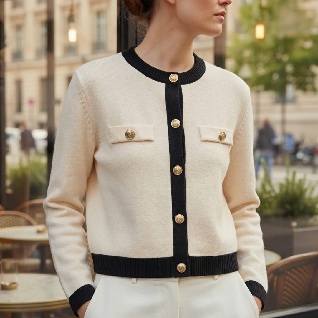 Cardigan a maglia fine con abbottonatura frontale completa e bottoni in rilievo