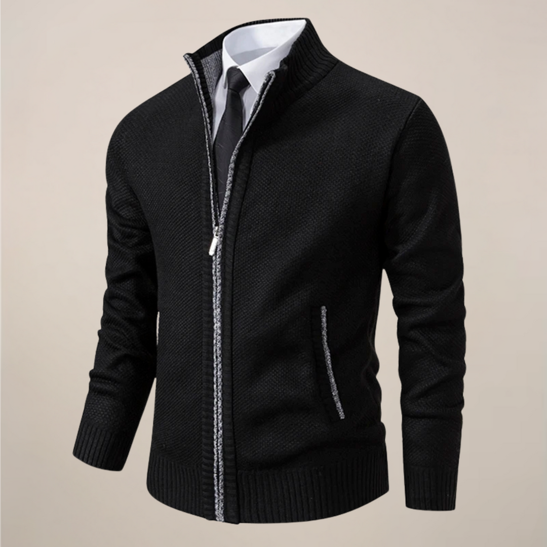Tasca laterale del cardigan da uomo, dettaglio ravvicinato