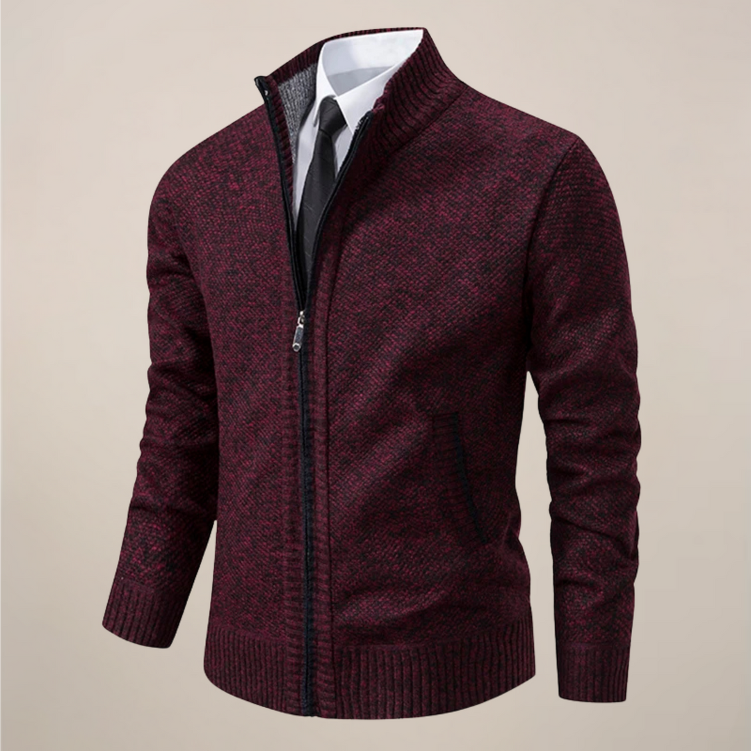 Cardigan da uomo indossato, vista posteriore