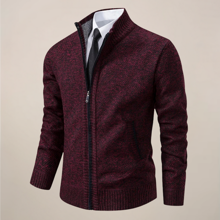 Cardigan da uomo indossato, vista posteriore