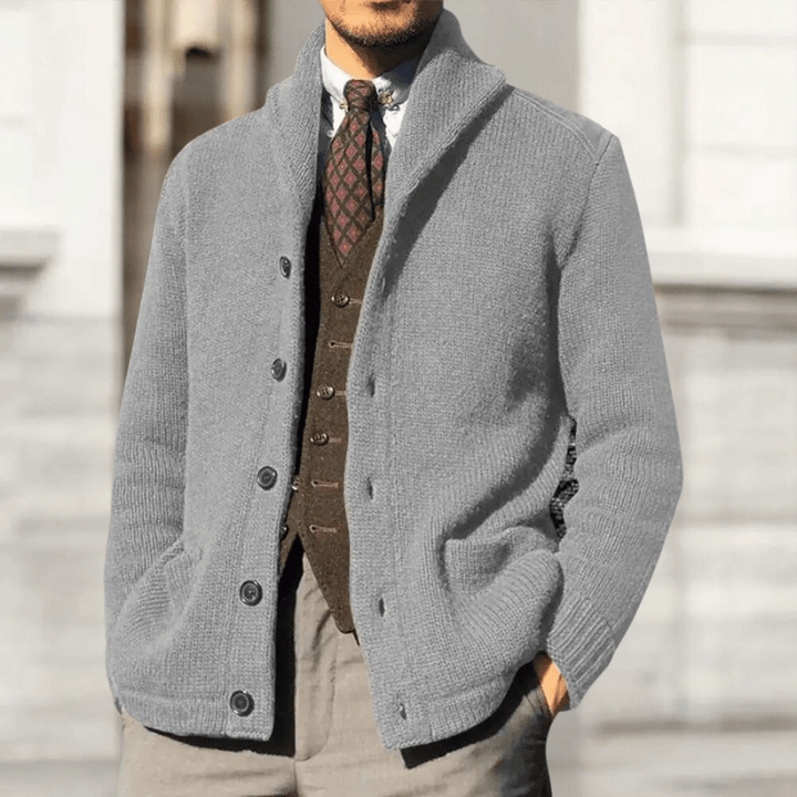Cardigan da uomo con maglia classica, vista posteriore
