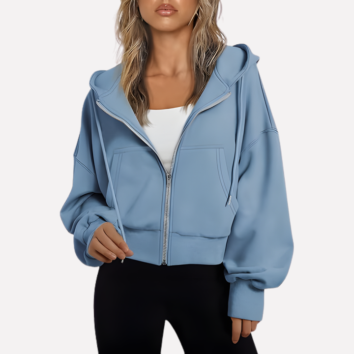 Dettaglio del cappuccio regolabile con cordino