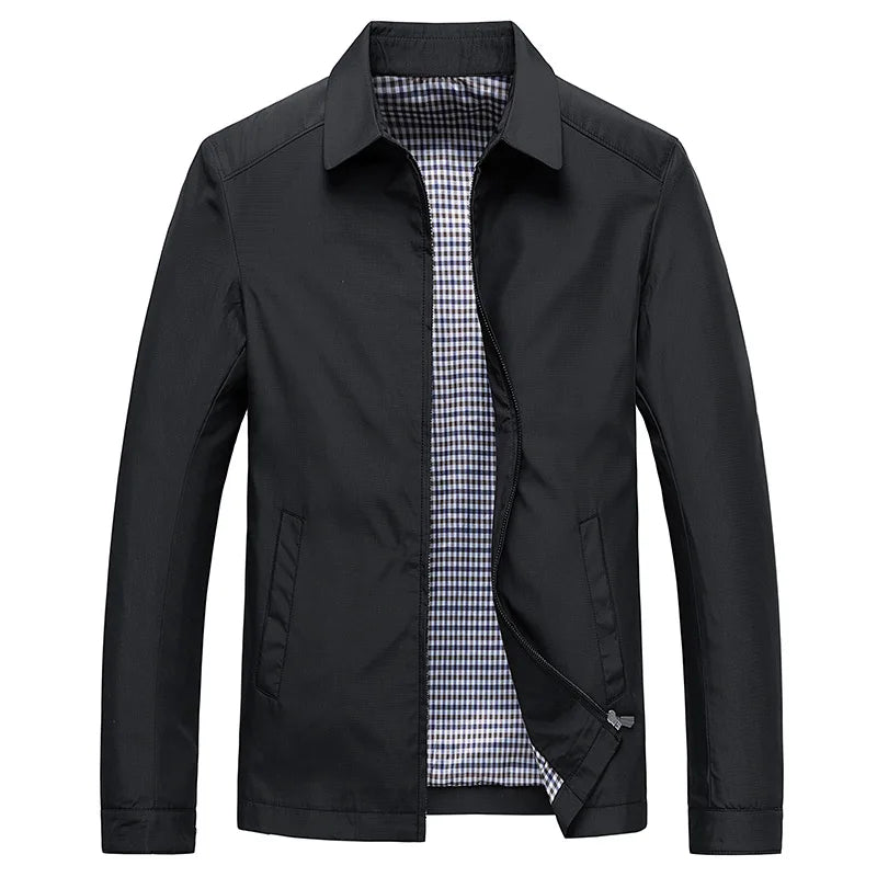 Giacca casual da uomo con zip frontale, vista frontale