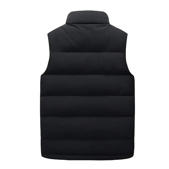 Gilet senza maniche da uomo visto dal retro con cuciture strutturate