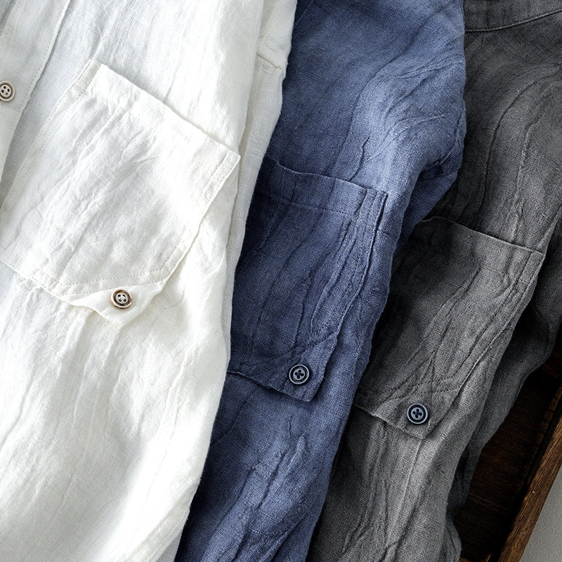 Sobria Camicia in Lino da Uomo Con Vestibilità Rilassata