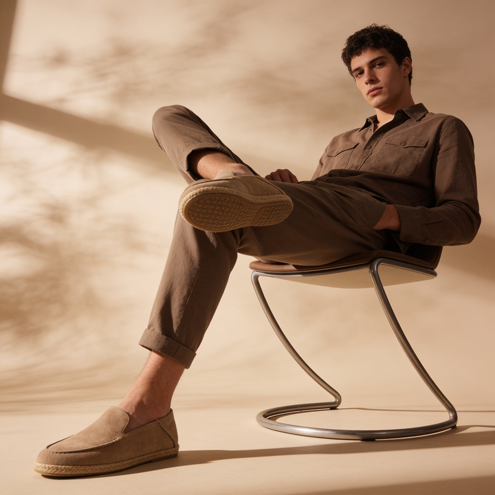 Loafer Espadrille da Uomo con Tomaia in Suede e Suola in Iuta