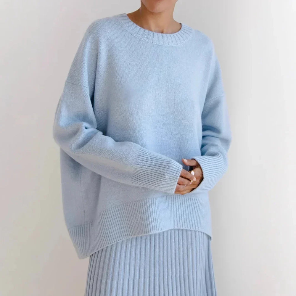 Maglione girocollo oversize a maniche lunghe, vista frontale