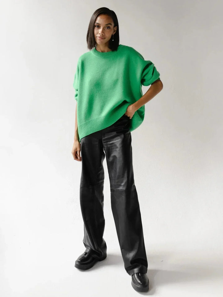 Maglione girocollo oversize, vista ravvicinata del tessuto
