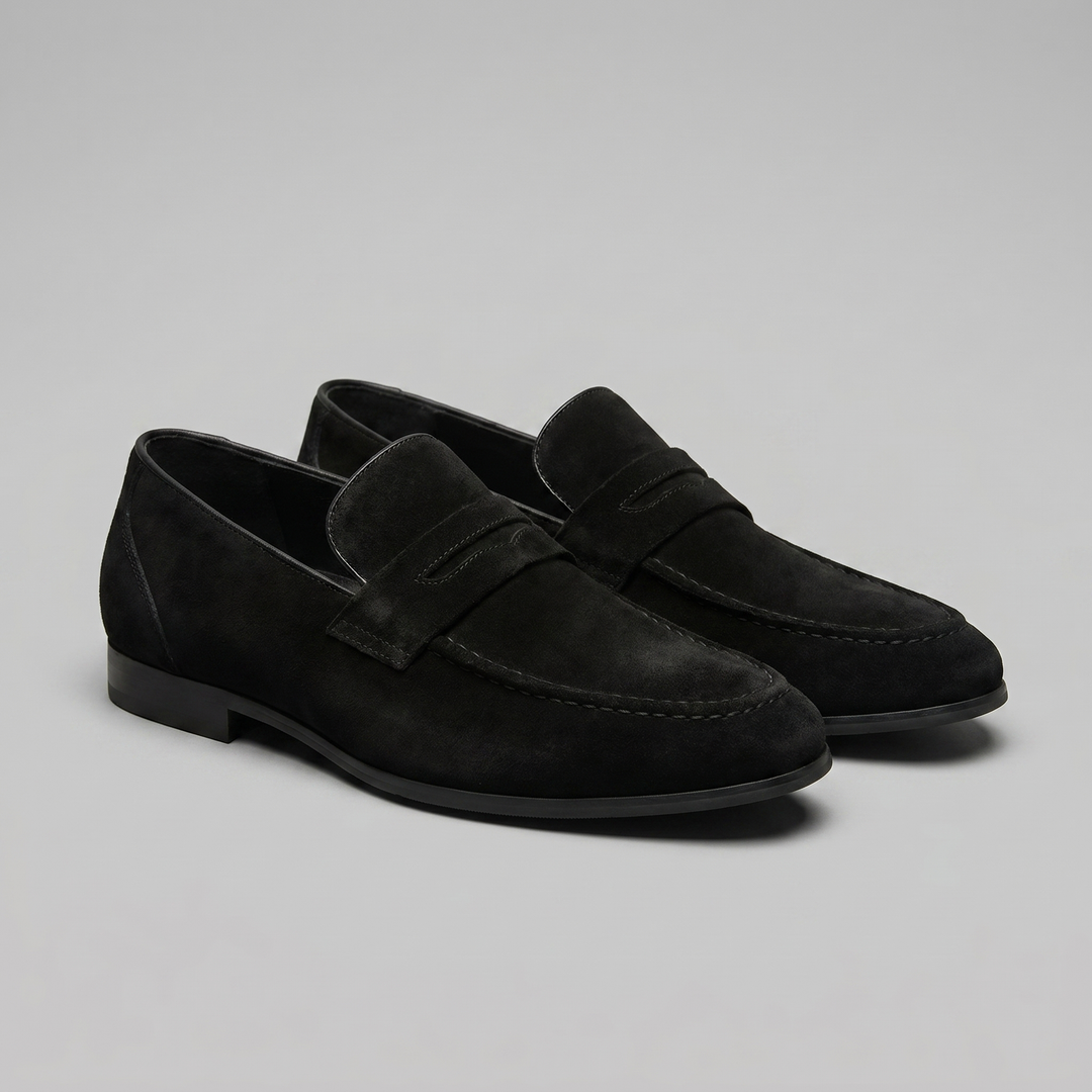 Mocassino da Uomo in Suede con Penny Strap e Suola Sottile