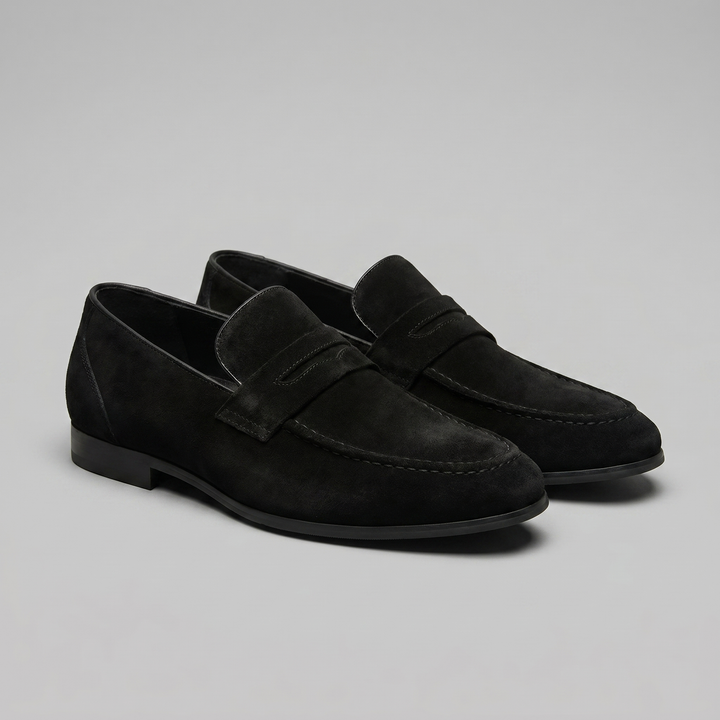Mocassino da Uomo in Suede con Penny Strap e Suola Sottile