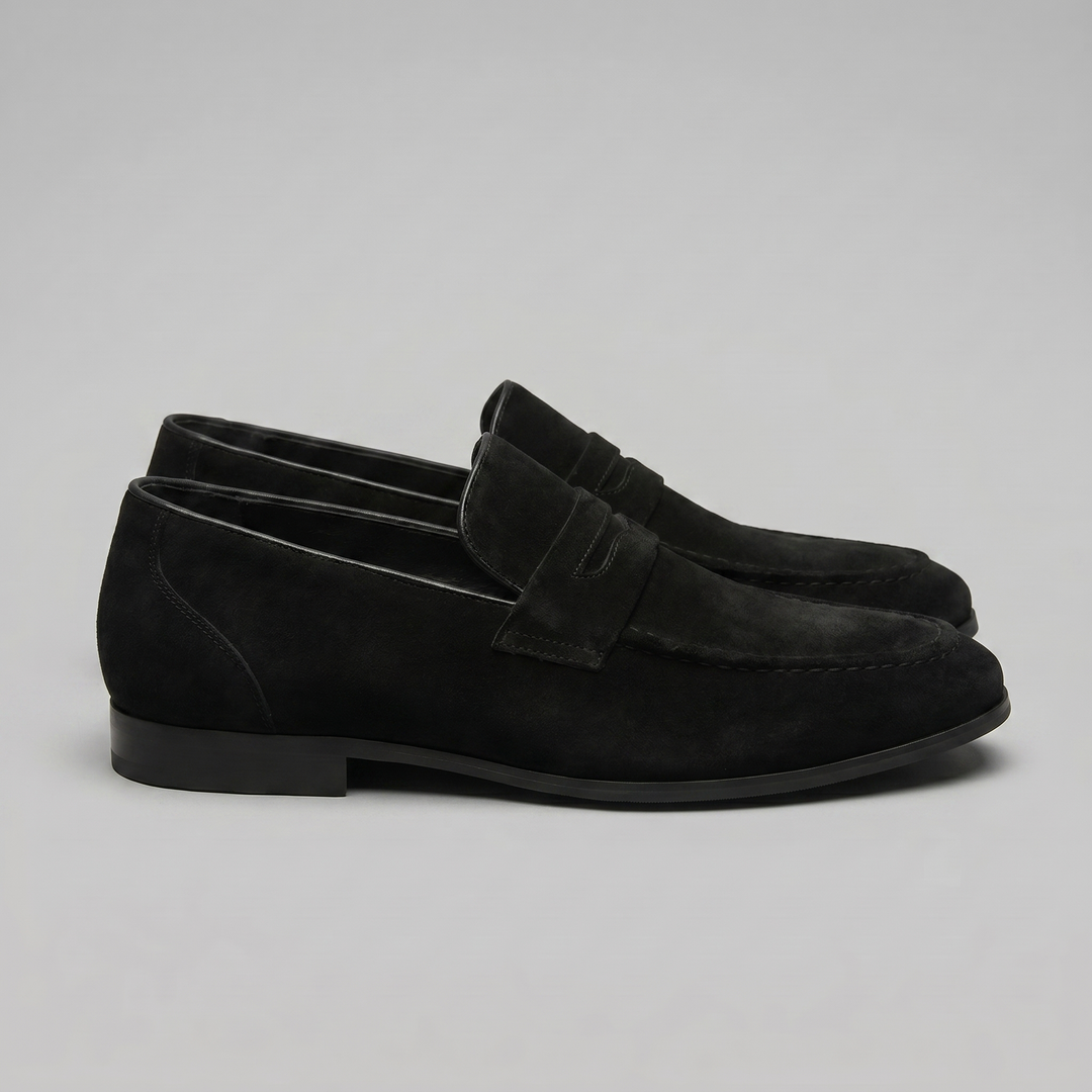 Mocassino da Uomo in Suede con Penny Strap e Suola Sottile