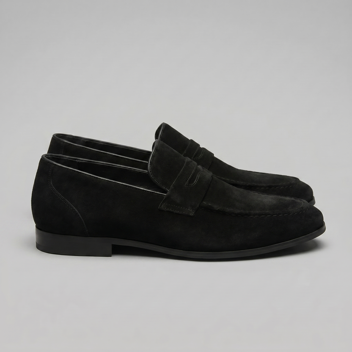 Mocassino da Uomo in Suede con Penny Strap e Suola Sottile