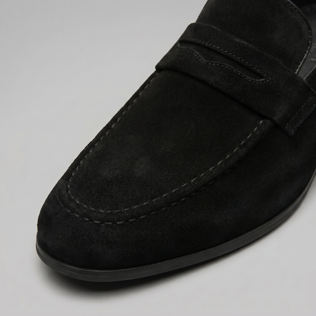 Mocassino da Uomo in Suede con Penny Strap e Suola Sottile