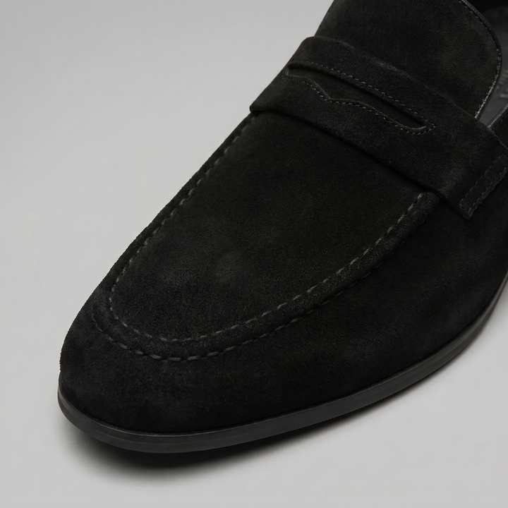 Mocassino da Uomo in Suede con Penny Strap e Suola Sottile