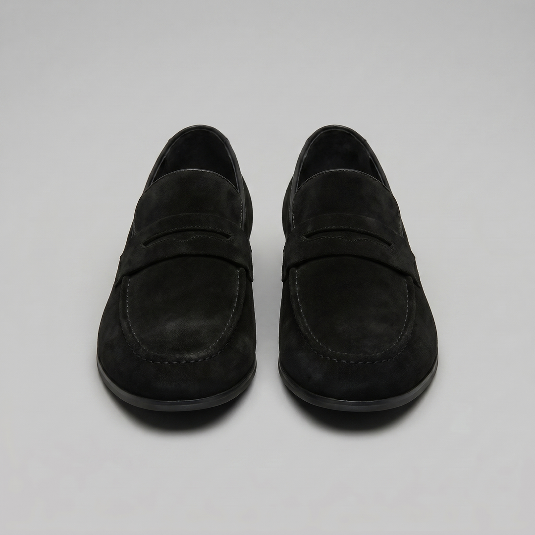 Mocassino da Uomo in Suede con Penny Strap e Suola Sottile