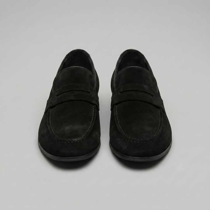 Mocassino da Uomo in Suede con Penny Strap e Suola Sottile