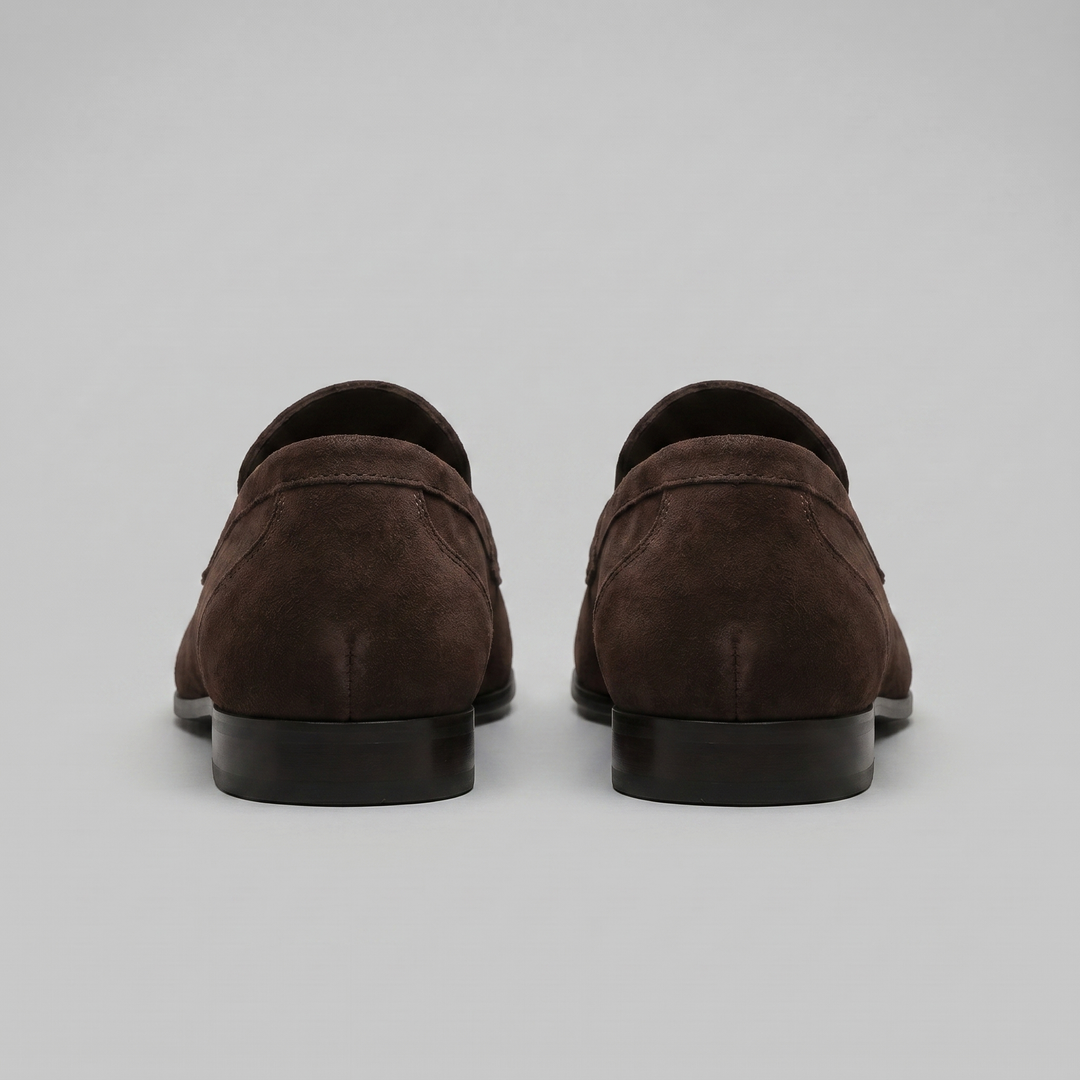 Mocassino da Uomo in Suede con Penny Strap e Suola Sottile