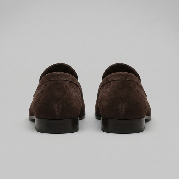 Mocassino da Uomo in Suede con Penny Strap e Suola Sottile