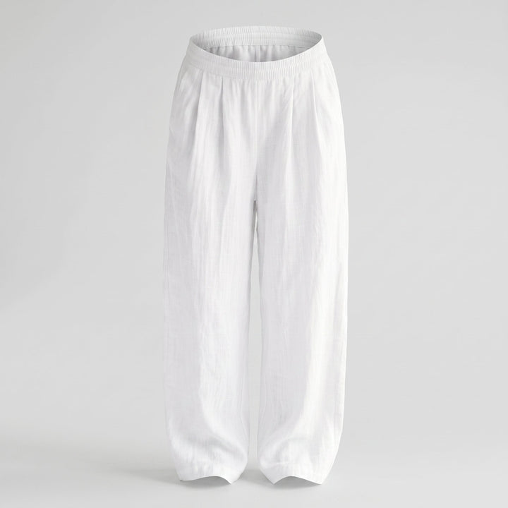 Pantalone Palazzo da Donna con Vita Elastica e Tasche Laterali