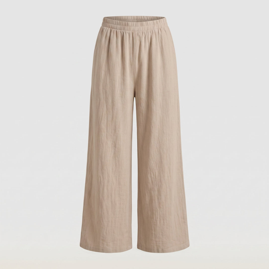 Pantalone palazzo da donna a gamba larga con vita elastica